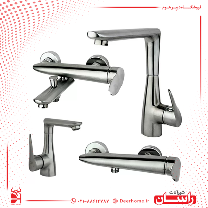 ست شیرآلات راسان مدل رابیت کرومات