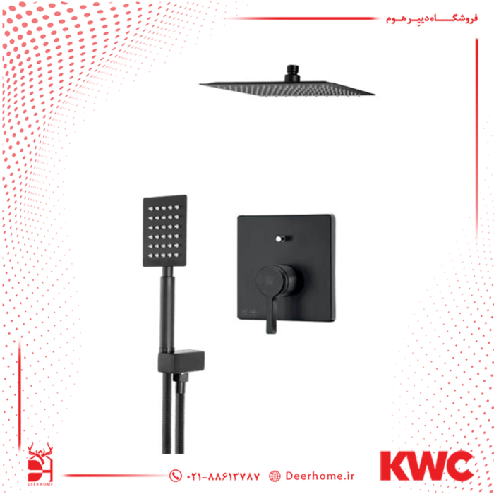 شیر حمام KWC تیپ 3 S25 با سردوش تلفنی استیل مشکی