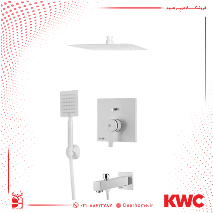 شیر حمام KWC تیپ 4 S25 با مدل آوا سردوش تلفنی استیل سفید