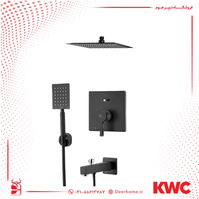 شیر حمام KWC تیپ 4 S25 با مدل آوا سردوش تلفنی استیل مشکی