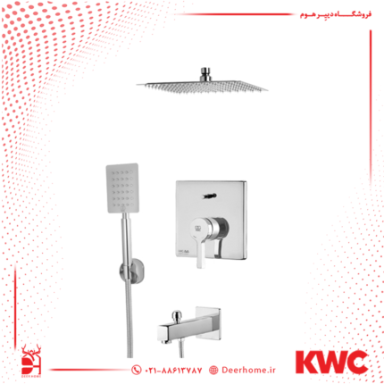 شیر حمام KWC تیپ 4 S25 با مدل آوا سردوش تلفنی استیل کروم