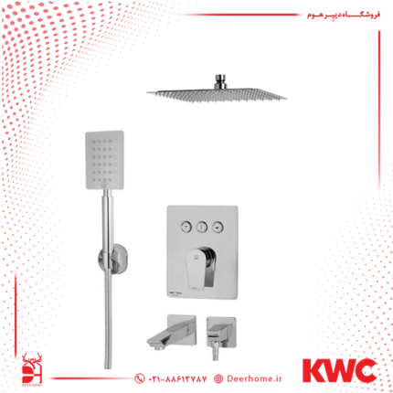 شیر حمام توکار KWC مدل ورونا دوش تیپ 4 با سردوش تلفنی استیل کروم