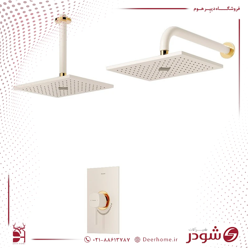 شیر حمام توکار شودر مدل رومر تیپ یک شیری طلایی