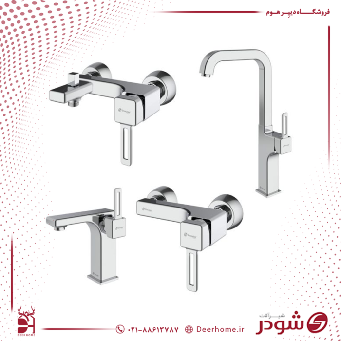 ست شیرآلات شودر مدل میشل کروم