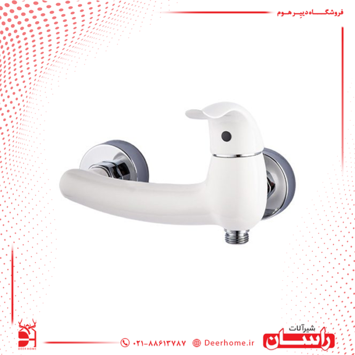 شیر توالت راسان مدل اکتاو سفید کروم