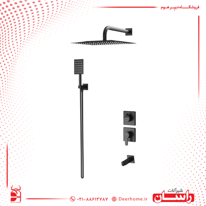 شیر حمام توکار راسان مدل ویوات کلاس 1 مشکی 1