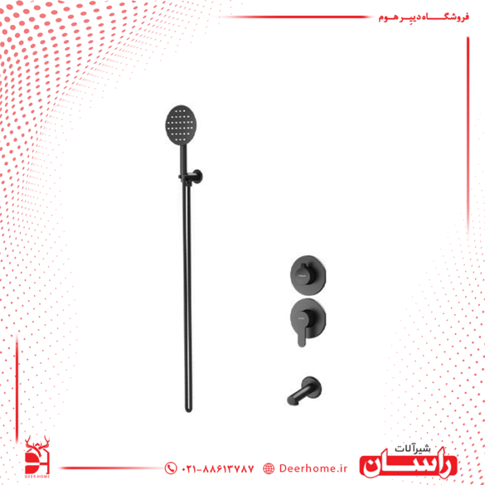 شیر حمام توکار راسان مدل ویوات کلاس 4 مشکی