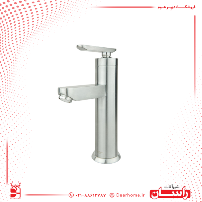 شیر روشویی راسان مدل فلورا کرومات