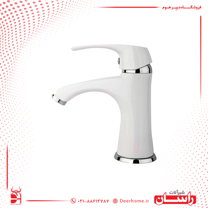 شیر روشویی راسان مدل لوتوس سفید
