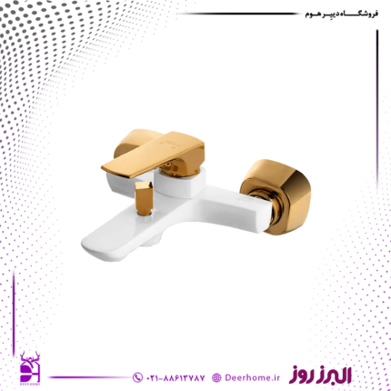 شیر حمام البرز روز مدل ماربل سفید طلایی