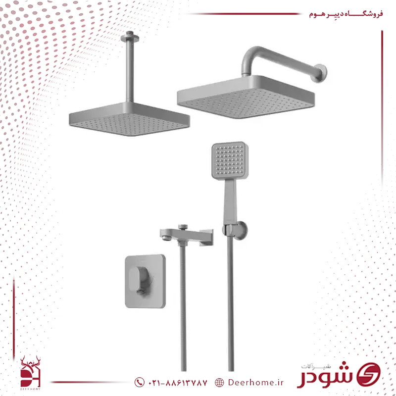 شیر حمام توکار شودر مدل تاین تیپ 4 طوسی شیر حمام توکار شودر مدل تاین تیپ 4 طوسی