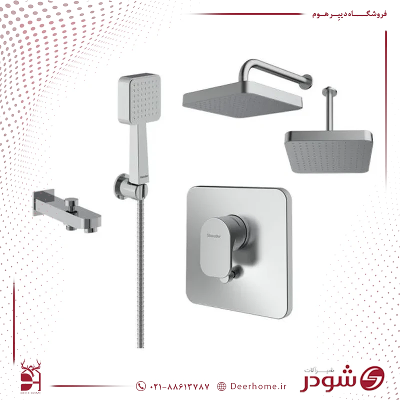 شیر حمام توکار شودر مدل تاین تیپ 4 کرومات شیر حمام توکار شودر مدل تاین تیپ 4 کرومات