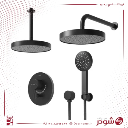 شیر حمام توکار شودر مدل مارینو تیپ 3 مشکی