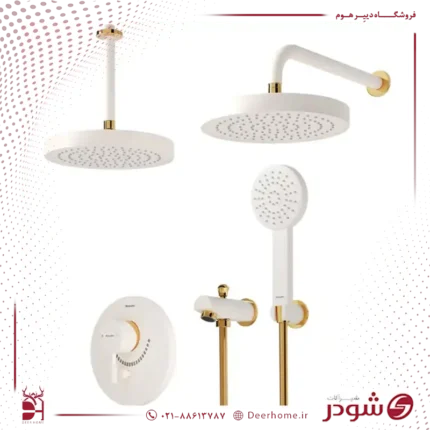 شیر حمام توکار شودر مدل مارینو تیپ 4 شیری طلایی