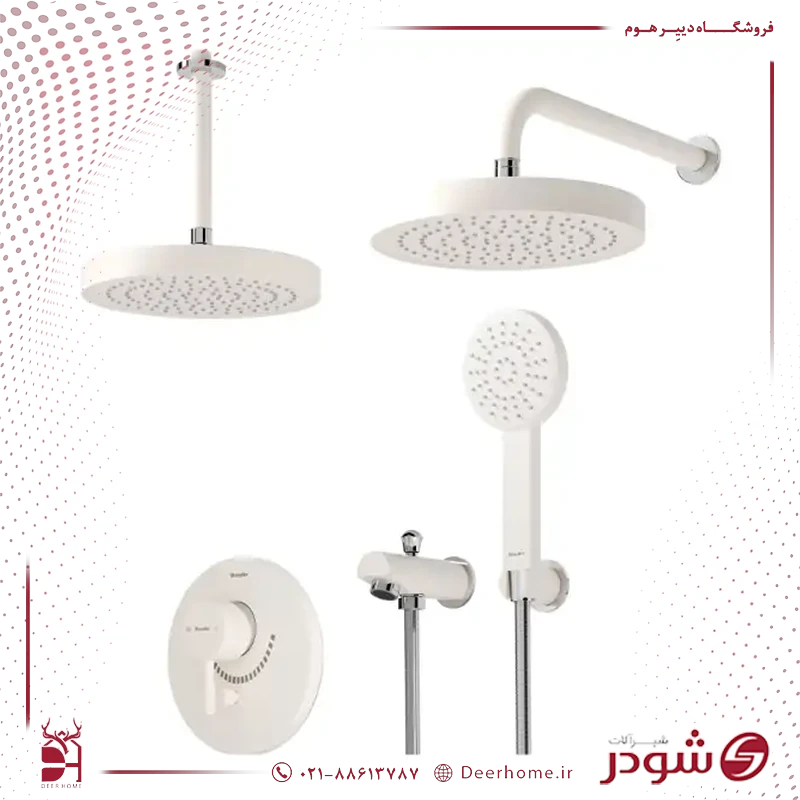 شیر حمام توکار شودر مدل مارینو تیپ 4 شیری کروم شیر حمام توکار شودر مدل مارینو تیپ 4 شیری کروم