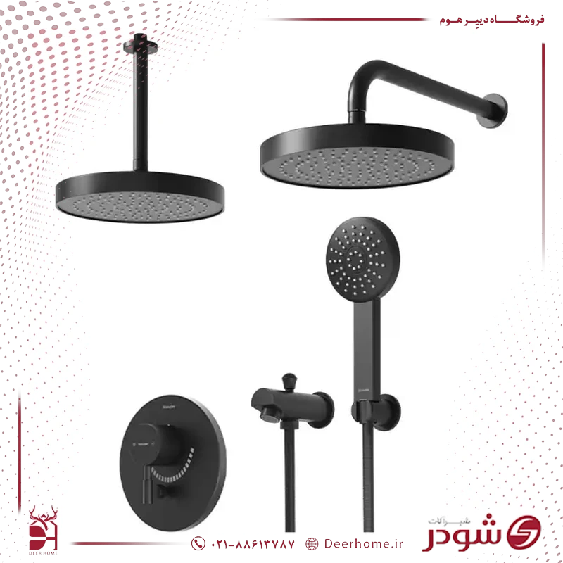 شیر حمام توکار شودر مدل مارینو تیپ 4 مشکی شیر حمام توکار شودر مدل مارینو تیپ 4 مشکی