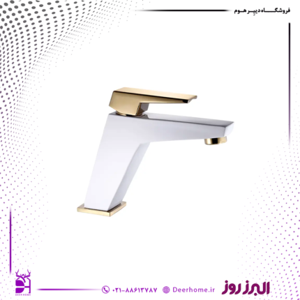 شیر روشویی البرز روز مدل ابلیک سفید طلایی