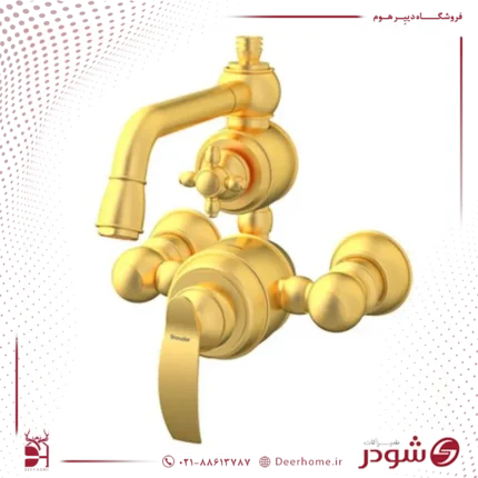 شیر حمام شودر مدل گلوریس طلایی مات