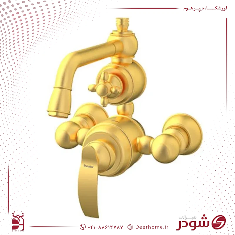 شیر حمام شودر مدل گلوریس طلایی مات