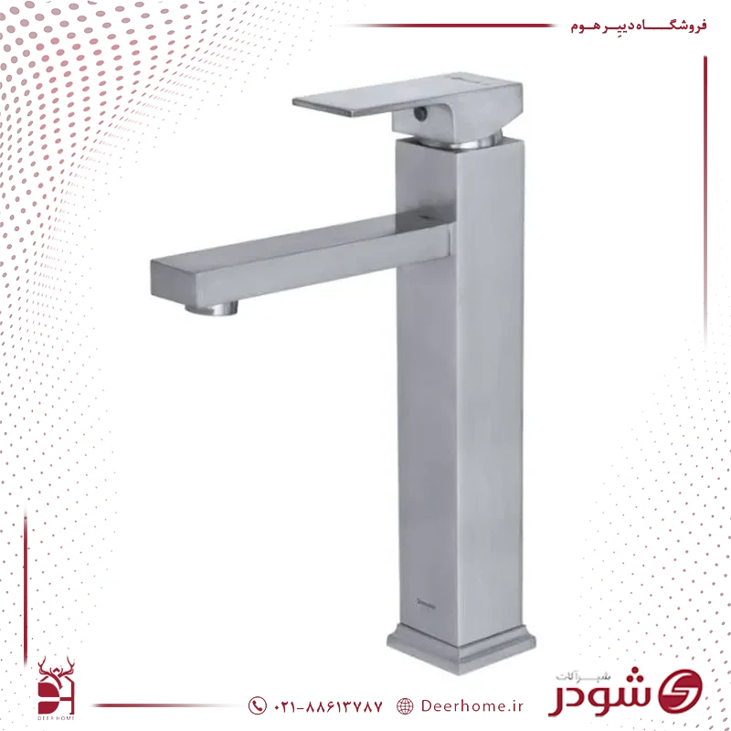 شیر روشویی پایه بلند شودر اروپا کرومات