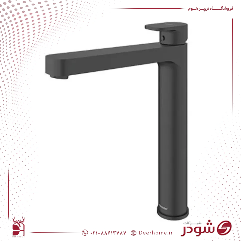 شیر روشویی پایه بلند شودر مدل تاین مشکی