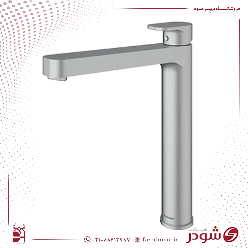 شیر روشویی پایه بلند شودر مدل تاین کرومات شیر روشویی پایه بلند شودر مدل تاین کرومات