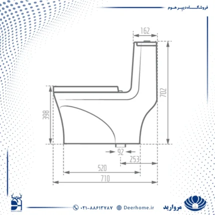 ابعاد توالت فرنگی مروارید مدل کاتیا 71