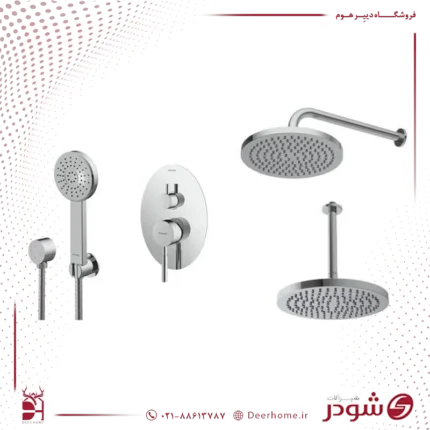 شیر حمام توکار شودر روگن تیپ 3 کروم