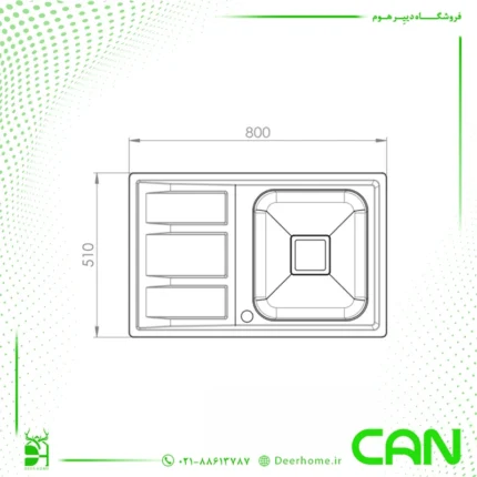 ابعاد سینک مدل 4112 کن