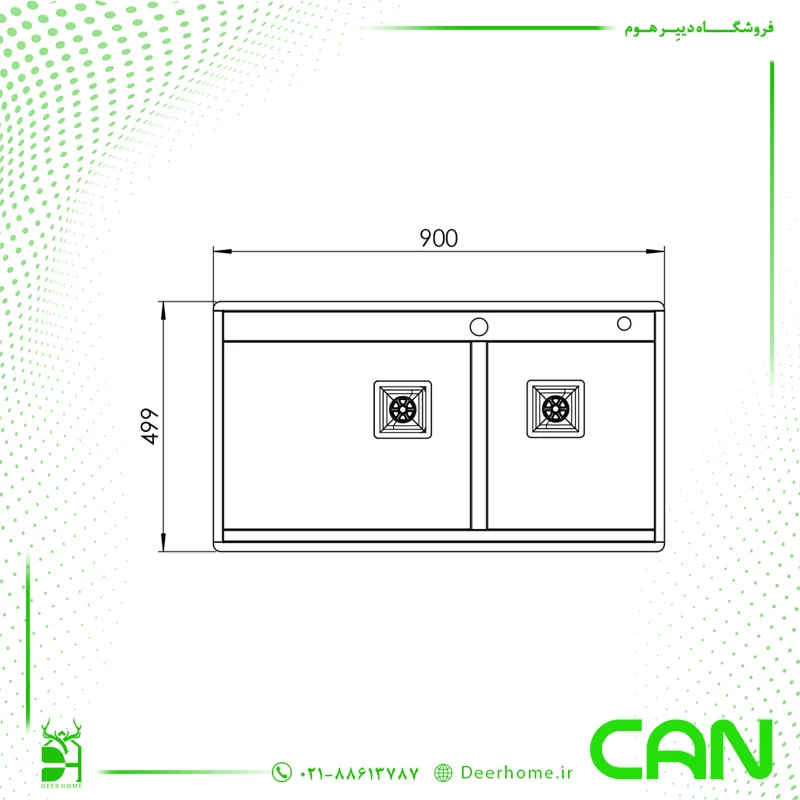 ابعاد سینک مدل 90 BCN302