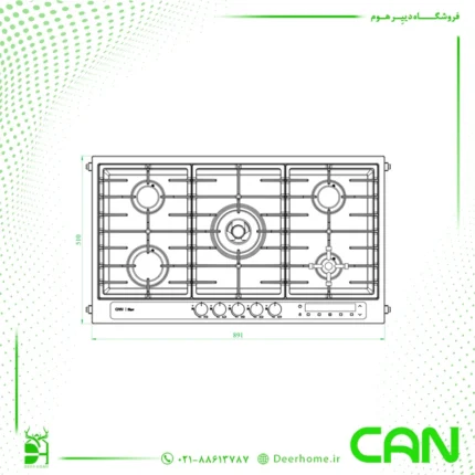ابعاد گاز رومیزی کن مدل رایجل