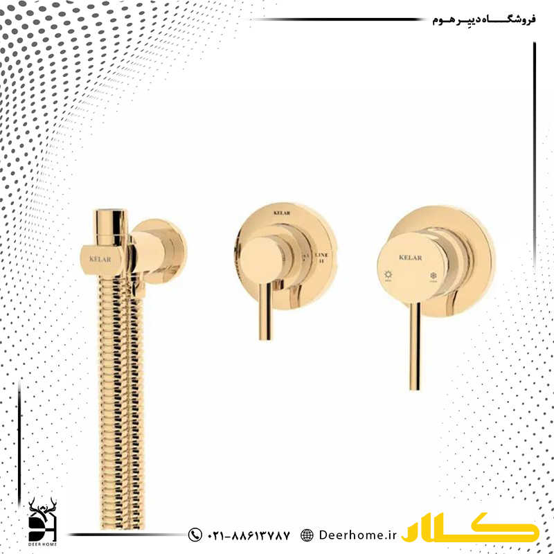 شیر توالت بیده توکار کلار مدل فلور لاکچری طلایی شیر توالت بیده توکار کلار مدل فلور لاکچری طلایی