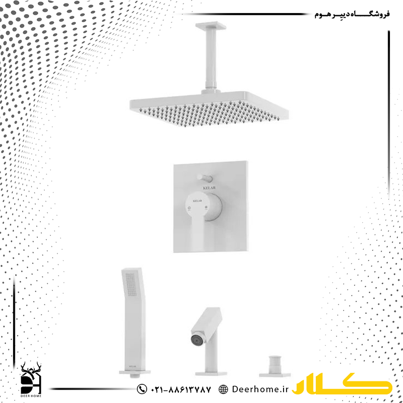 شیر حمام توکار کلار مدل فلت کلاسیک تیپ 5 سفید