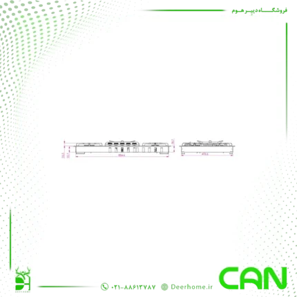 ابعاد اجاق گاز کن مدل IS9505