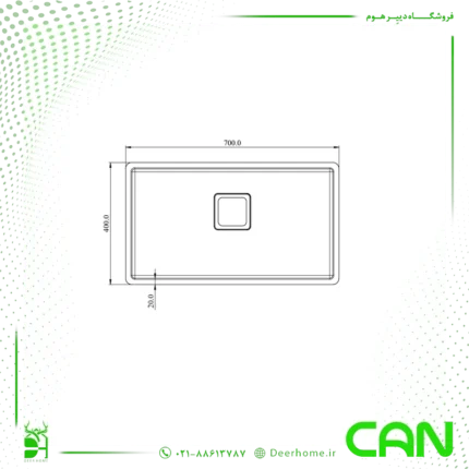 ابعاد سینک کن مدل A4070 R10