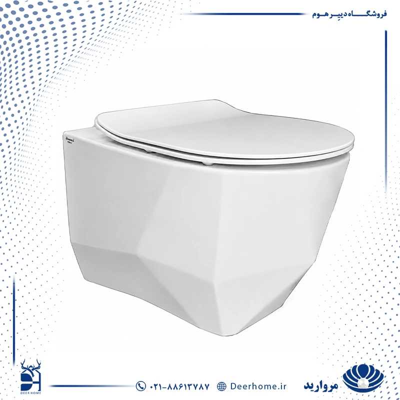 توالت وال هنگ مروارید مدل سونیا 52 با درب UF