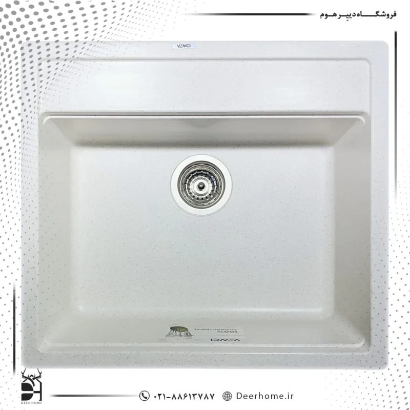 سینک گرانیتی ونسی مدل M-210 سفید رگه دار
