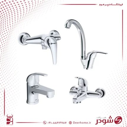 ست شیرآلات شودر مدل اطلس کروم