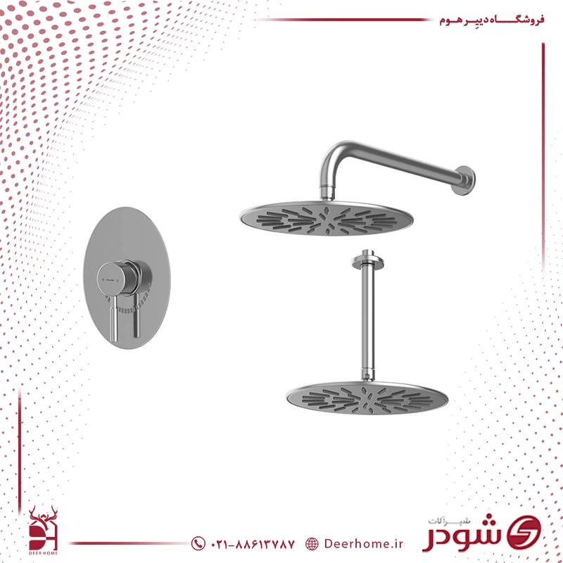 شیر حمام توکار شودر مدل روگن تیپ 1 کروم